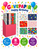 Gift wrapping paper with Christmas 70x200 cm 1 roll, 6 designs