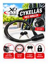 Wire lock in black - Bicycle lock 65 cm 8 mm