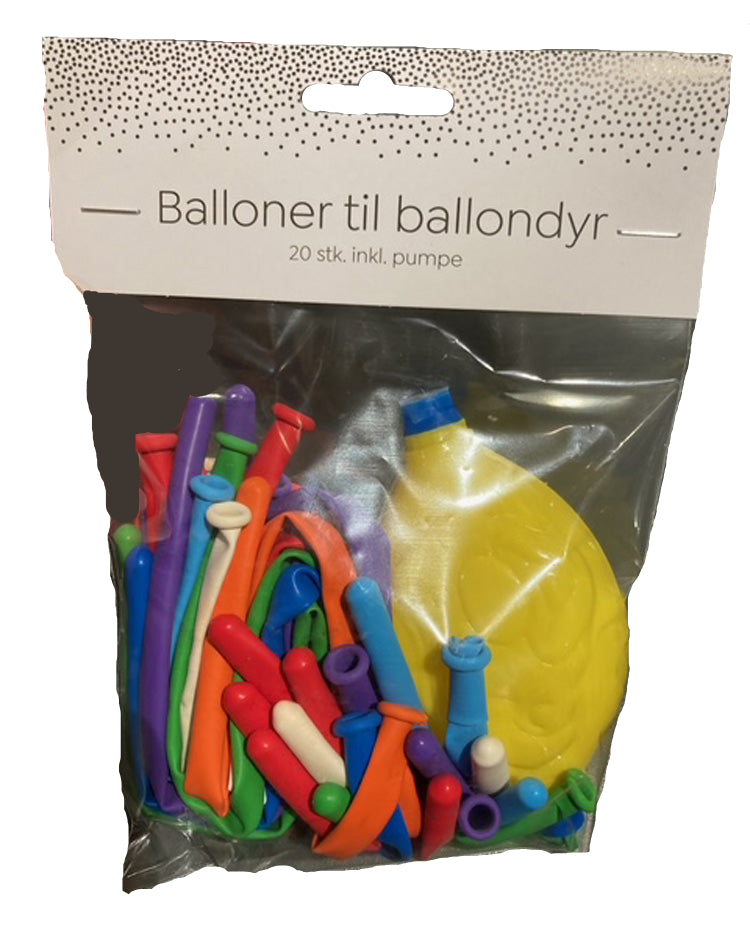 Balloner til ballondyr 20 stk incl pumpe