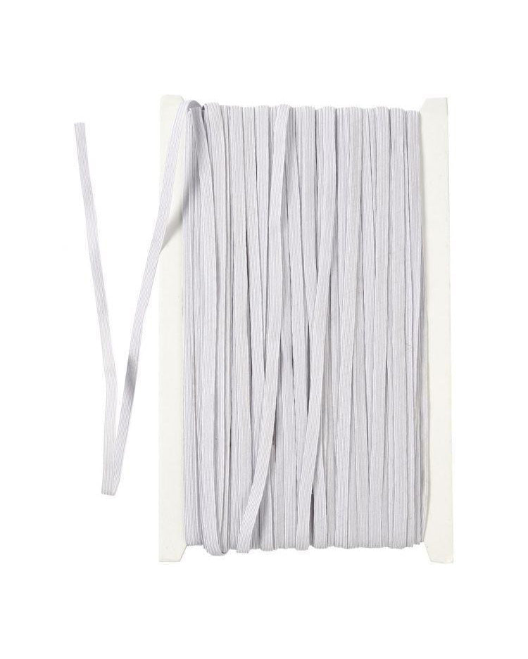 Elastic band Wide 6 mm - White - Per meter