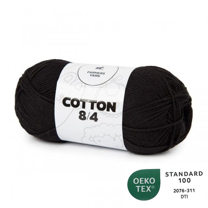 Bomuld garn Farmers Yarn fv. 58 Sort 8/4 50 g - OEKO TEX 100