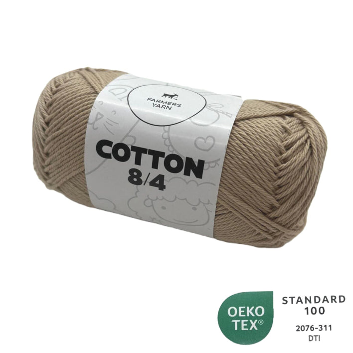 Bomuld garn Farmers Yarn fv. 82 Beige 8/4 50 g - OEKO TEX 100