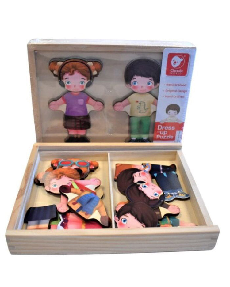 Påklædningsdukker i træ 26 dele