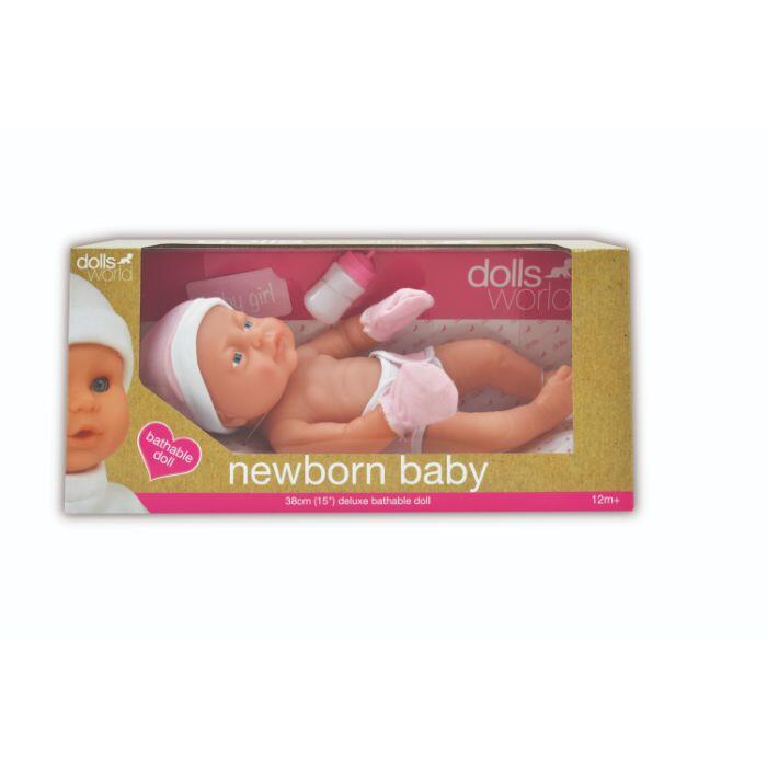 Nyfødt babypige, badedukke 38cm +12mdr