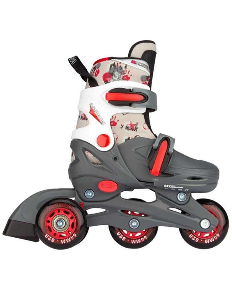 Inliners, junior, str. 27-30 grå, rød, hvid