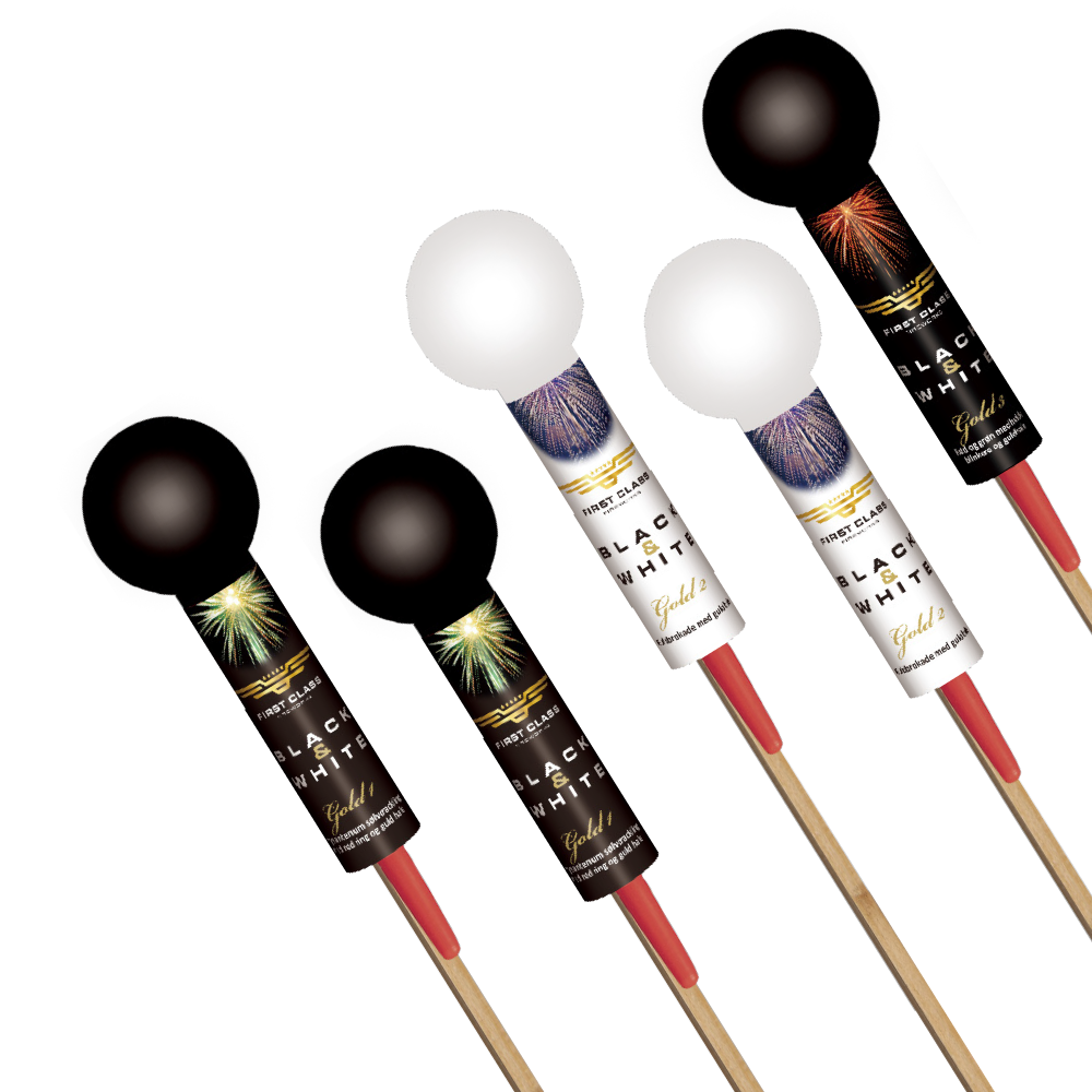 (20) Gold 5 stk 2" kugleraketter