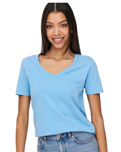 Blå Jdy T-shirt med V hals - 15239939