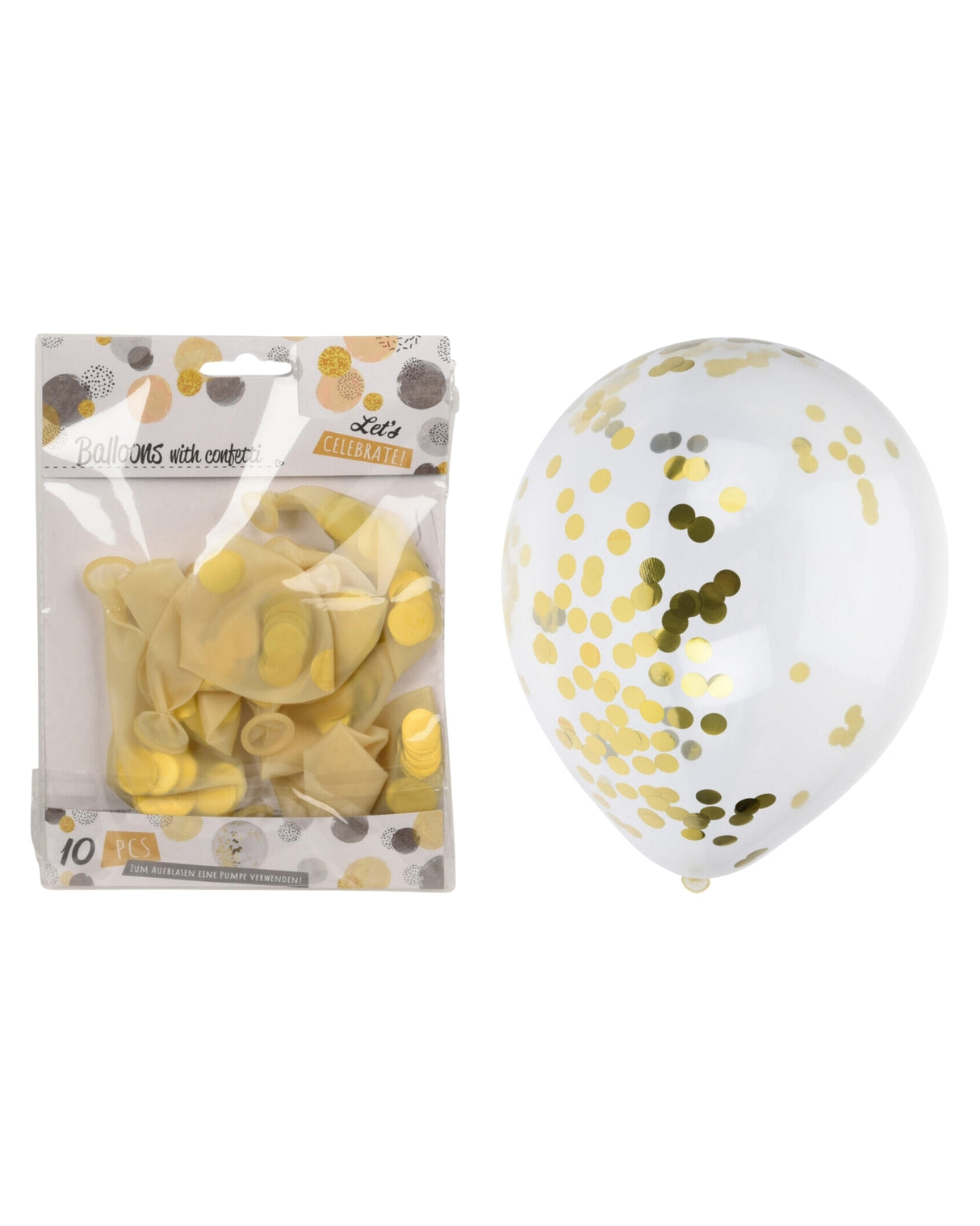 Balloner med guld konfetti 10stk