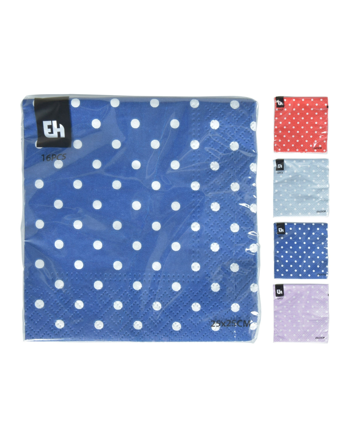 Napkins 25x25cm 16pcs 1 pack - Blue, Green, Purple, or Red