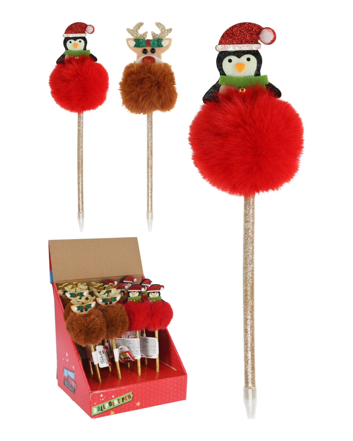 Kuglepen 25 cm 1 stk med julemotiv