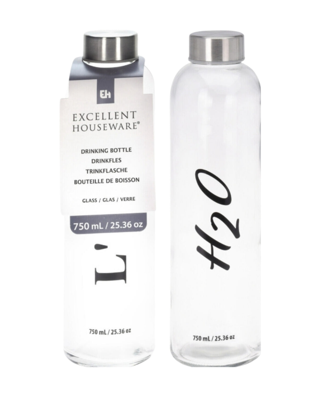 Drikkeflaske 750ml i glas