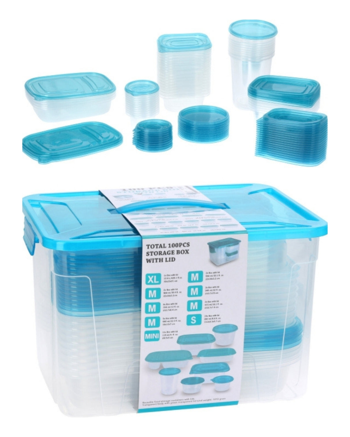 Plastic storage boxes 100 pieces