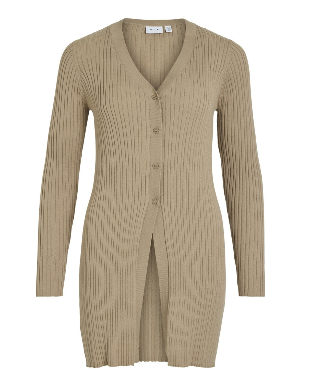 Sand - savannah tan - Vila - rib strik cardigan - 14103413