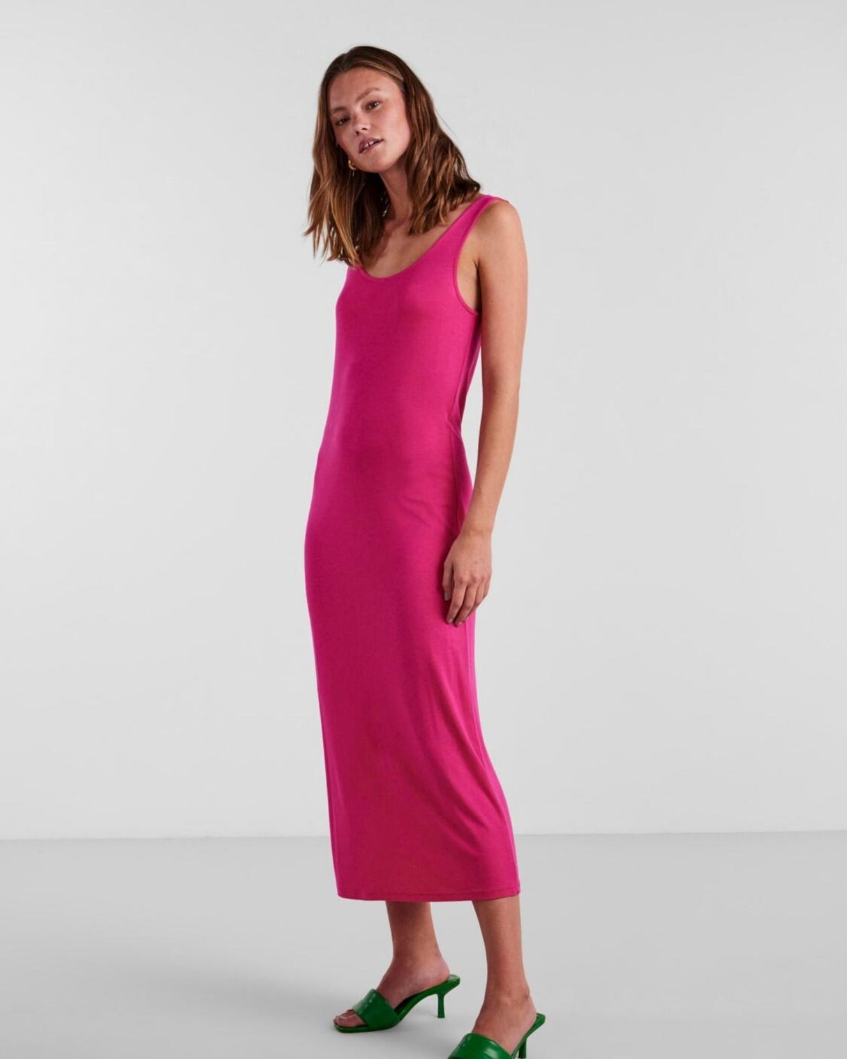 Pink - beetroot purple - Pieces - lang sommerkjole - 17101770