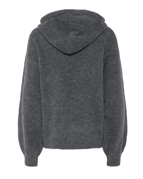 Grå - dark grey melange - Pieces - hoodie strik - 17154315