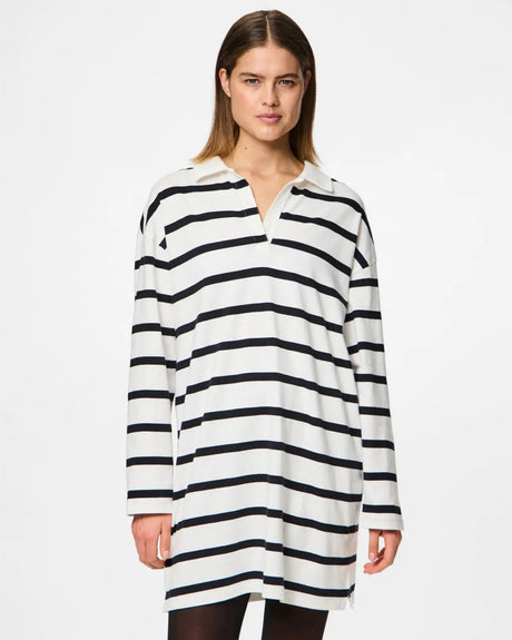 Hvid - cloud dancer/black - Pieces - polo kjole - 17160236