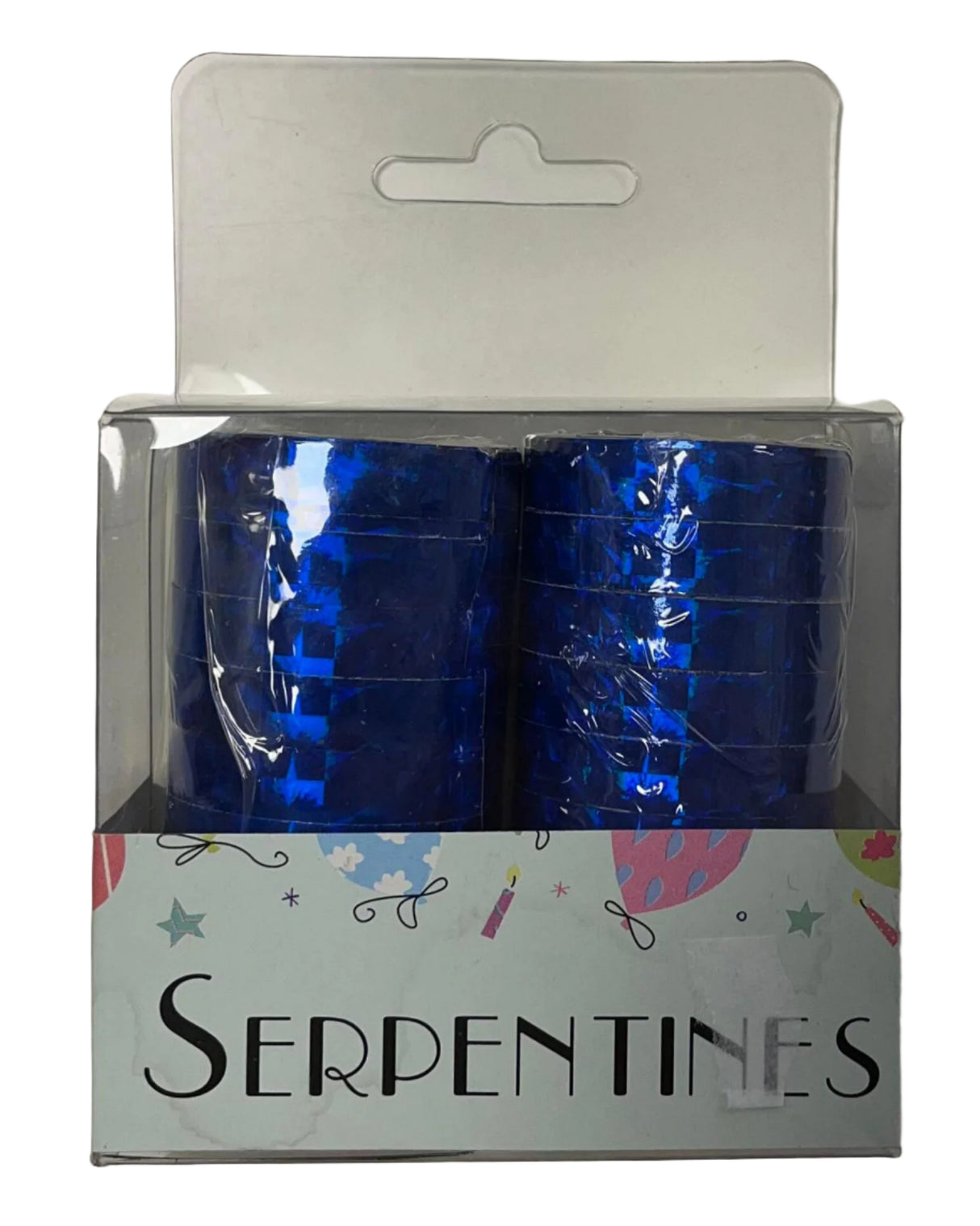 Serpentiner 2 ruller blå hologram 2x9 ringe