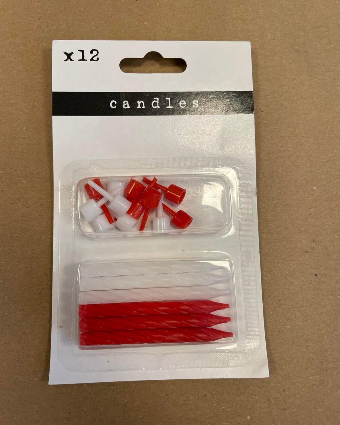 Lagkagelys Rød og Hvid 12  stk med holder