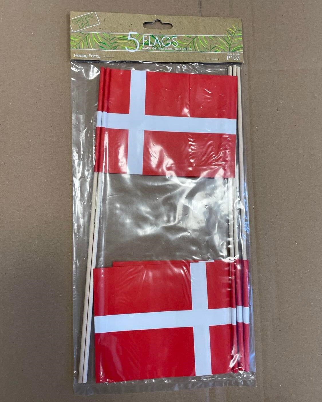 Flag DK A6 on wooden stick 5 pcs