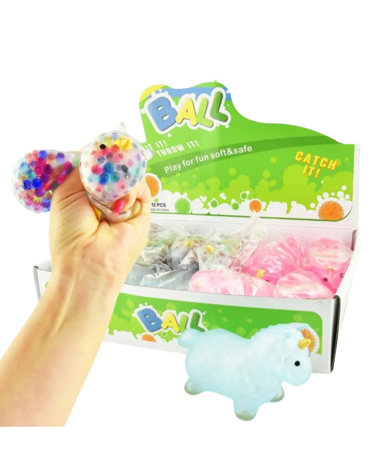 Squeeze Enhjørning med perler 12cm 1stk