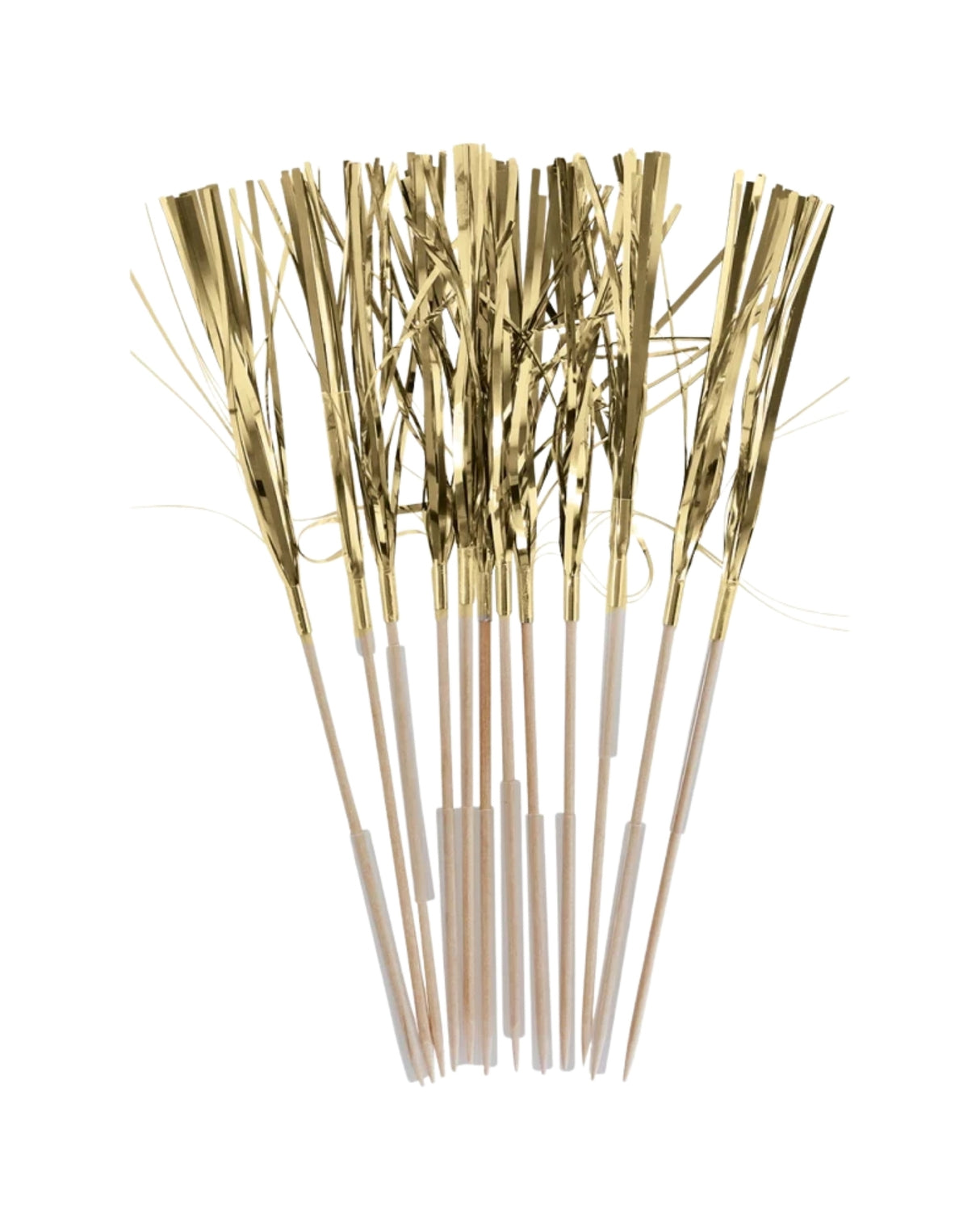 Pyntesticks 12 stk. træ med folie guld