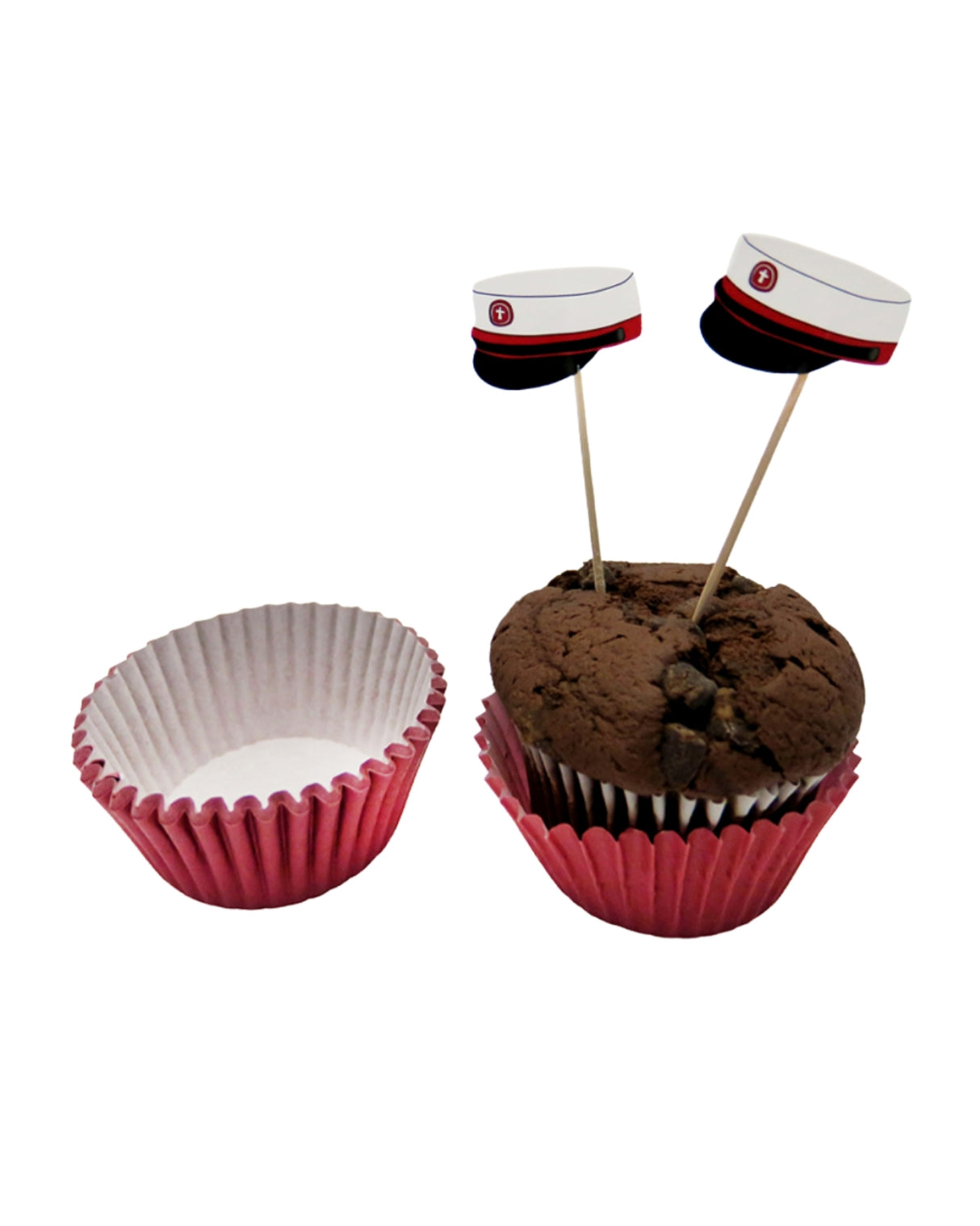 Muffinforme med sticks 24stk af hver - rød