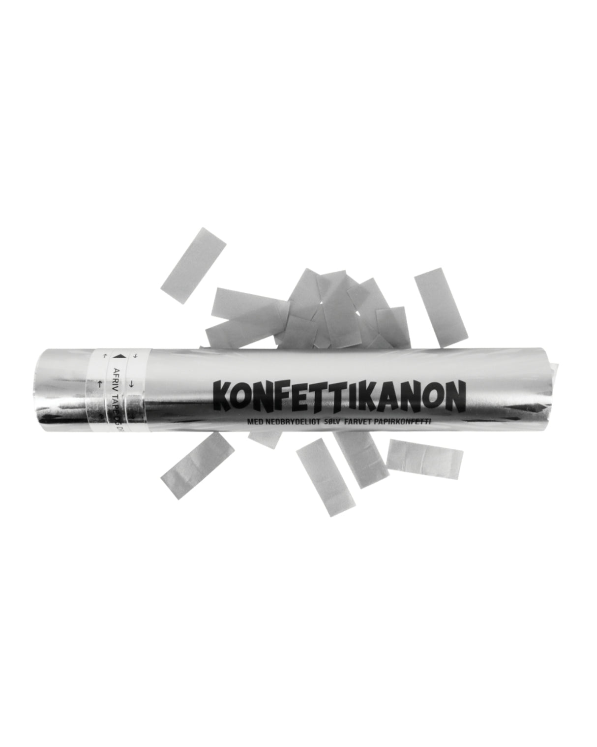 CONFETTY CANNON - SILVER - 5 X 30 CM - PAPER, FOIL, STEEL, TISSUE PAPER - 1 PC.