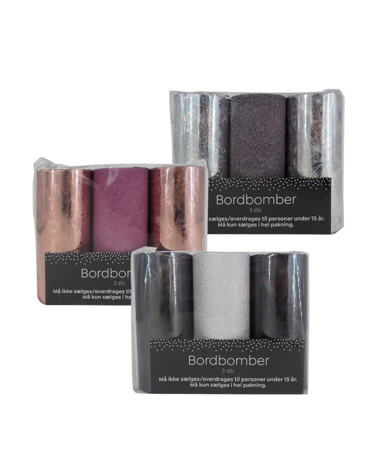 TABLE BOMBS - GRAY, SILVER, PINK - 10 CM - PAPER - 3 PCS.