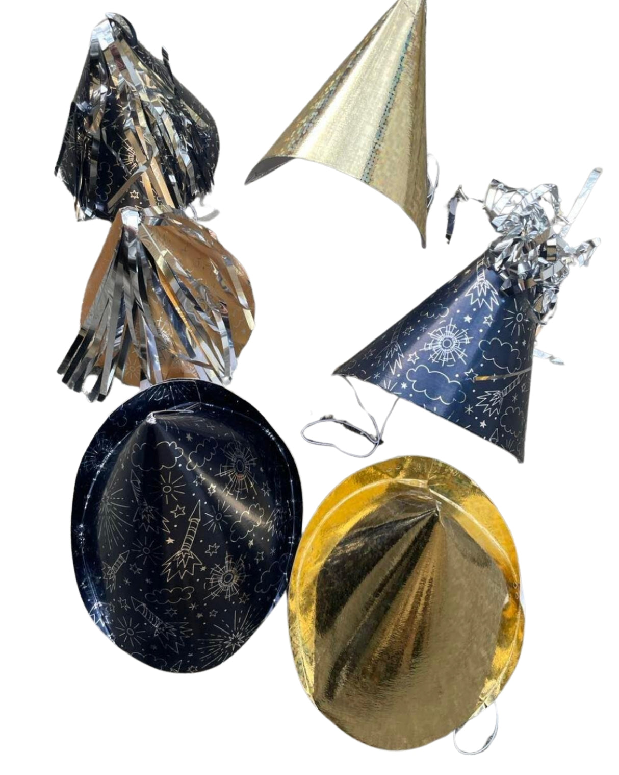 Small New Year's hats in blue or gold