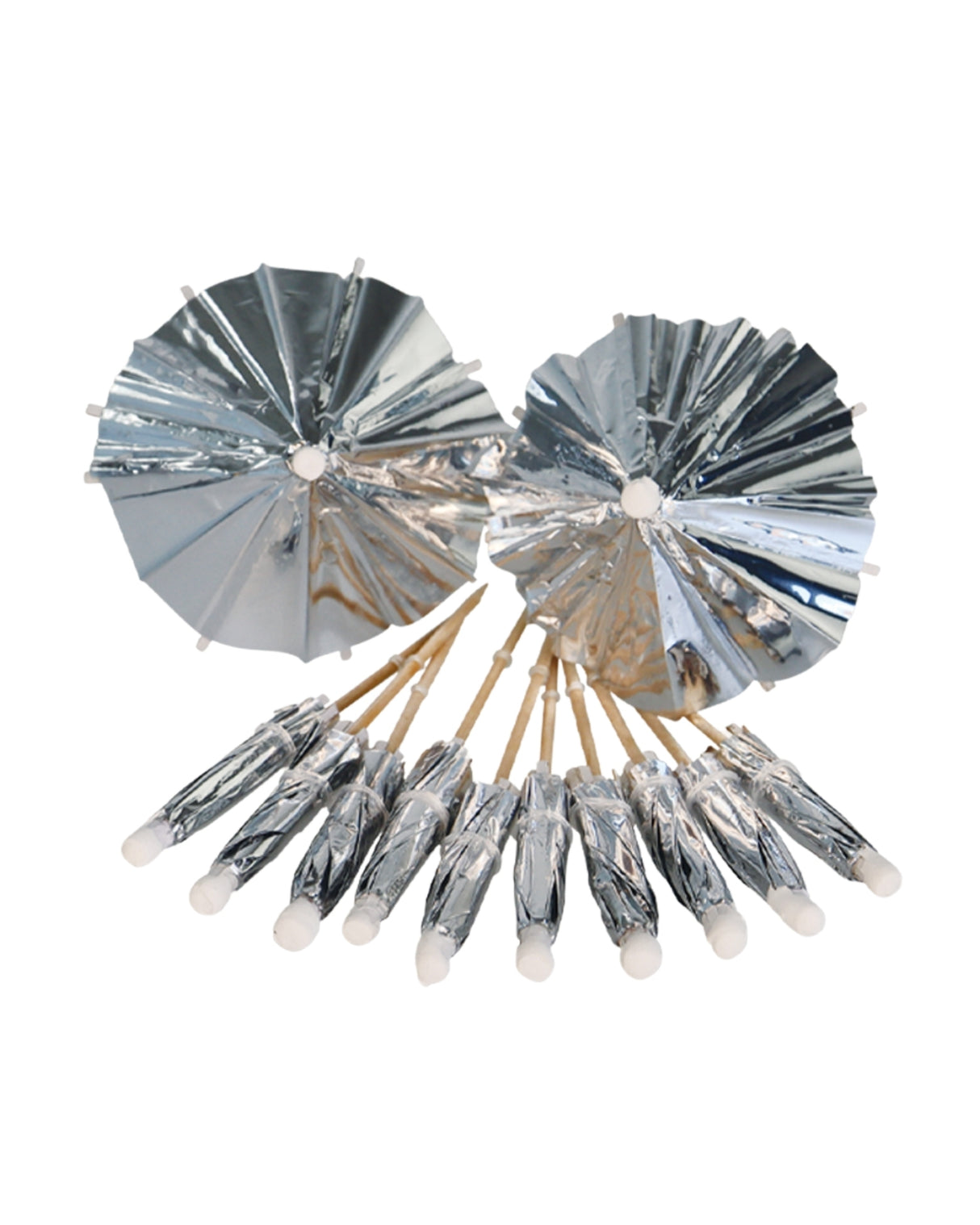 Parasol 10 cm in silver 12 pcs.