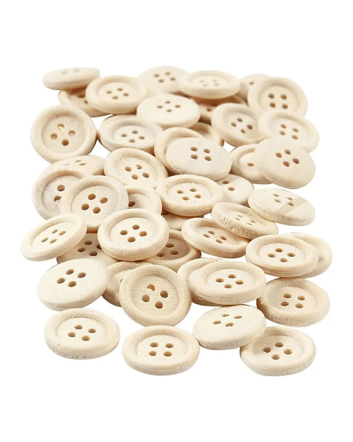 Wooden buttons Ø 15mm with 4 holes 50 pcs.