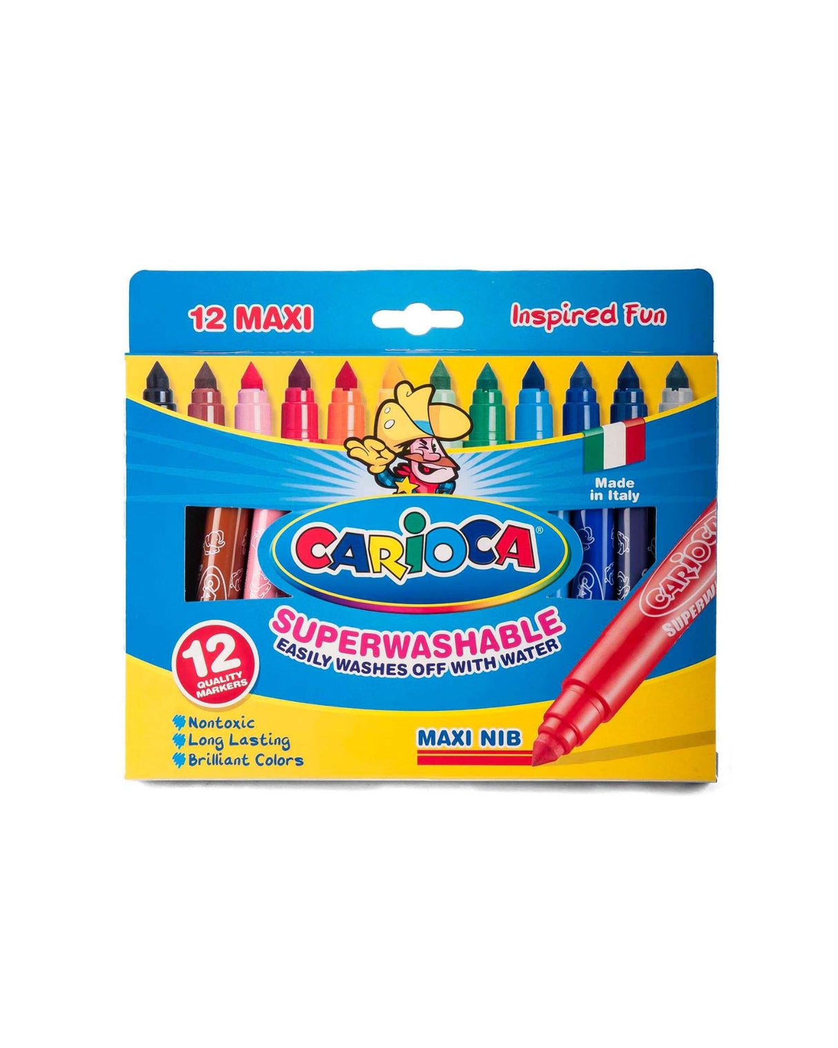 Markers maxi 12 pcs - CARIOCA - Washable