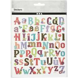 Stickers, alfabet, 15x16,5 cm, 1 ark