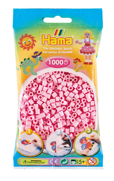 Hama perler 1000 stk. Pastel rosa - 207-95