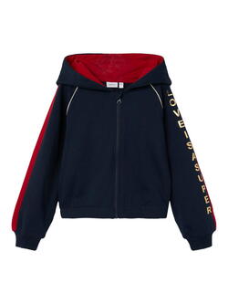 Navy name it hoodie med rød stribe - 13206427 100% Cotton