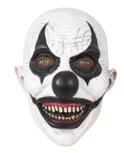 Full face adult latex mask - clown killer - black and white
