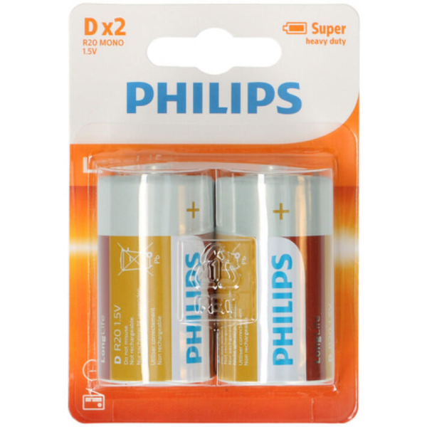 Batteri D/R20 2 stk fra Philips