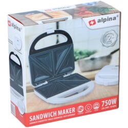 Sandwich toaster dobbelt 750W fra alpina
