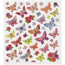 Stickers, sommerfugle, 15x16,5 cm, 1 ark