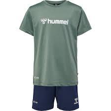 Grøn/navy Hummel træningssæt med shorts og t-shirt - 218643-6575