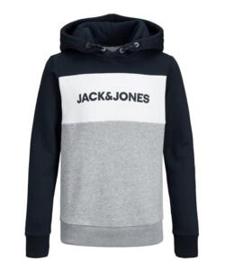 Navy/grå/hvid JACK&JONES hoodie - 12173901