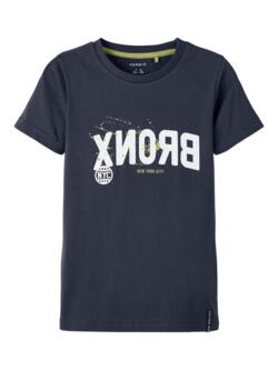 Navy Name it kortærmet t-shirt med spejlvendt "Bronx" logo - 13213163