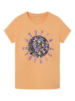 Orange Name it t-shirt med print med glitrende effekt - 13218681