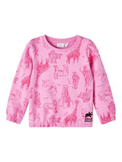 Lyserød cyclamen Name it Sweatshirt med afrikanske dyr og AnimalPplanet logo - 13212437