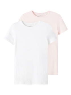 Lyserød/hvid Name it 2-pack kortærmet t-shirt - 13197943