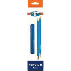 Blå blyant m. topgummi, 12 stk.