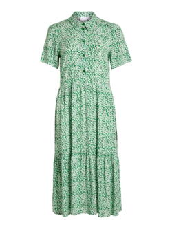 Grøn cloud dancer Vila blomstret kjole - 14088790