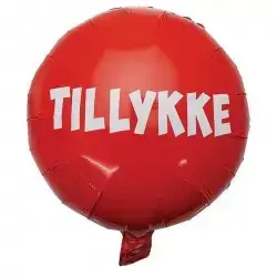 Folieballon tillykke ø35 cm. rød