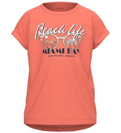Coral Name it t-shirt med solbriller "Beach life" - 13214677