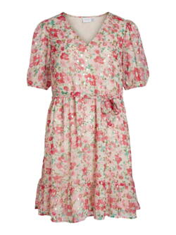 Lyserød cloud dancer Vila kjole med blomster - 14087152